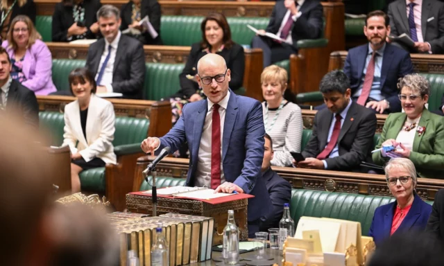 Labour MP Stephen Kinnock addresses the House of Commons