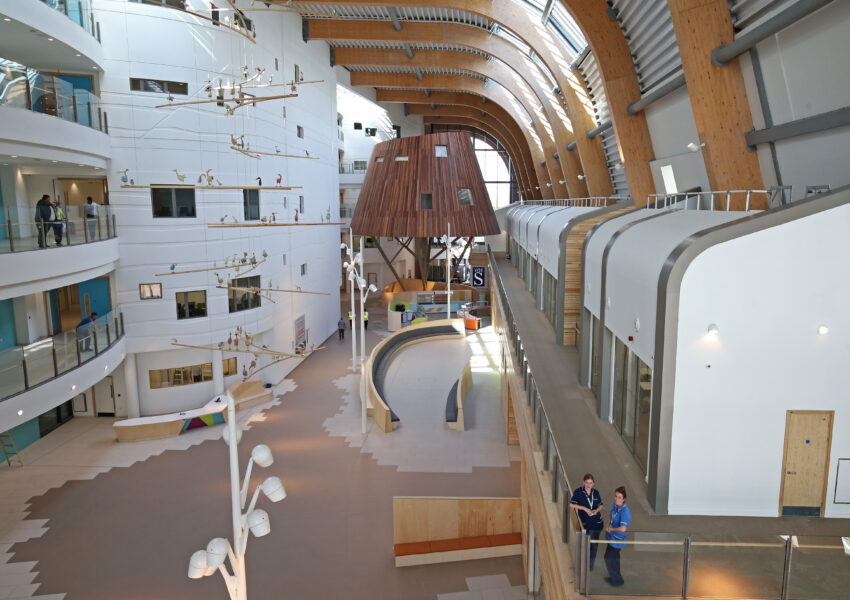 The lobby at Alder Hey Hospital