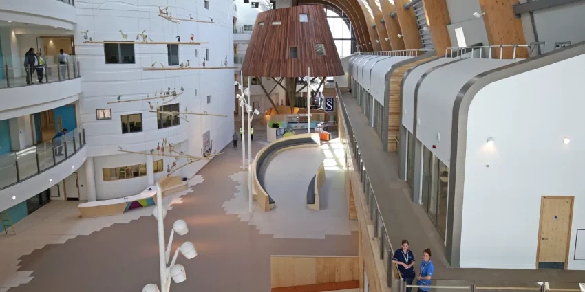 Interior atrium of Alder Hey Children’s NHS Foundation Trust in Liverpool.