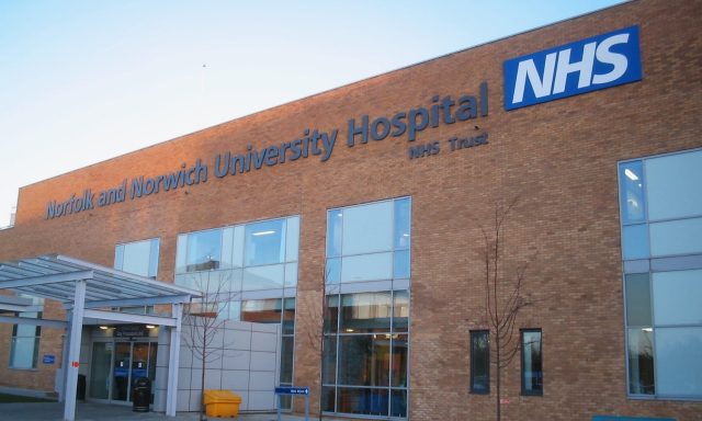 Exterior of Norfolk and Norwich University Hospital NHS Foundation Trust, home to the Complex Care Hub bringing together mental health, safeguarding and physical healthcare.